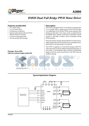 A3995 datasheet - DMOS Dual Full Bridge PWM Motor Driver