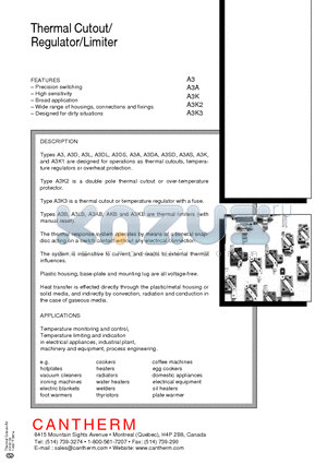 A3DL datasheet - Thermal Cutout/Regulator/Limiter