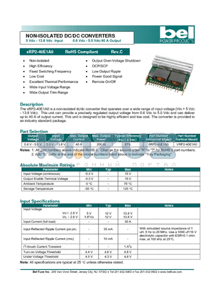 VRP2-40E1A0 datasheet - NON-ISOLATED DC/DC CONVERTERS