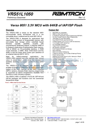 VRS51L1050-25-LG-ISPV3 datasheet - Versa 8051 3.3V MCU with 64KB of IAP/ISP Flash