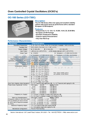 OC160 datasheet - Oven Controlled Crystal Oscillators (OCXOs)