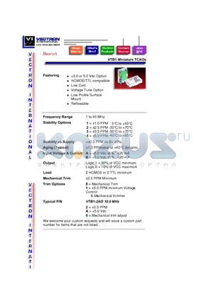 VTB1 datasheet - Miniature TCXOs