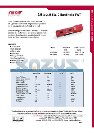 VTC-6369C6 datasheet - 2.0 to 2.25 kW, C-Band Helix TWT