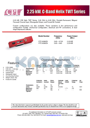 VTC-6369D4 datasheet - 2.25 kW, C-Band Helix TWT Series