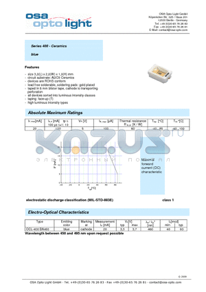 OCL-400BA460-X-T datasheet - Series 400 - Ceramics blue