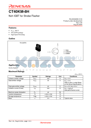 CT40KM-8H datasheet - Nch IGBT for Strobe Flasher