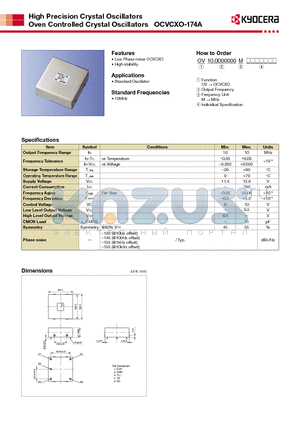 OCVCXO-174A datasheet - High Precision Crystal Oscillators Oven Controlled Crystal Oscillators