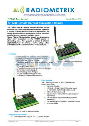 CTA88_12 datasheet - CTA88 Remote Control Application Boards