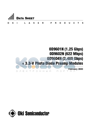 OD9602N datasheet - 3.3-V Photo Diode Preamp Modules