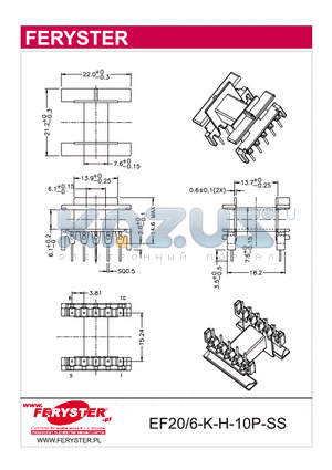 EF20-6-K-H-10P-SS datasheet - COIL FORMER