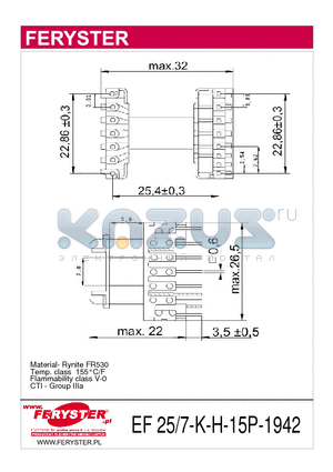 EF25-7-K-H-15P-1942 datasheet - COIL FORMER