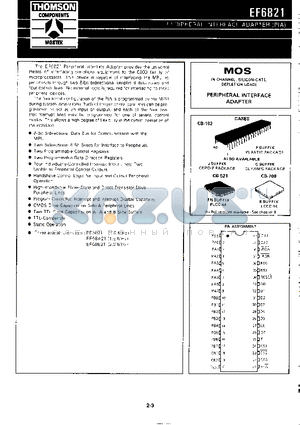 EF68A21 datasheet - PERIPHERAL INTERFACE ADAPTER