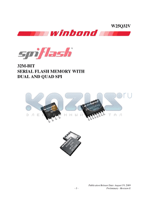 W25Q32VSSIG datasheet - 32M-BIT SERIAL FLASH MEMORY WITH DUAL AND QUAD SPI