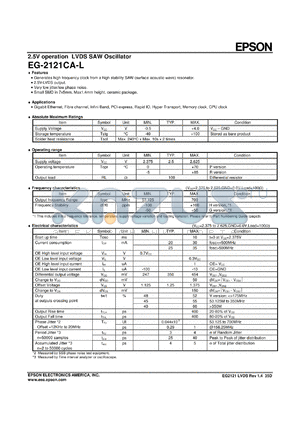 EG-2121CA-L datasheet - 2.5V operation LVDS SAW Oscillator