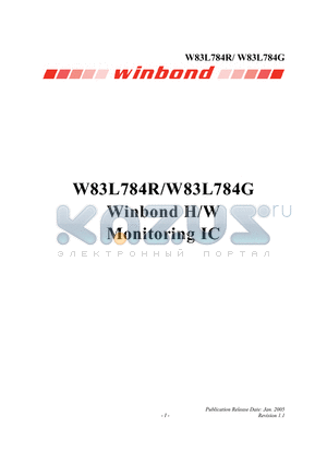 W83L784R datasheet - Monitoring IC