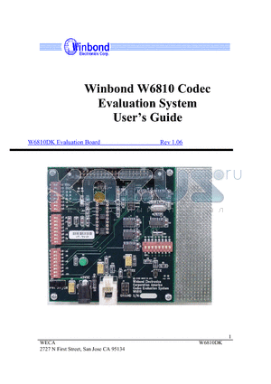 W6810 datasheet - Codec Evaluation System Users Guide