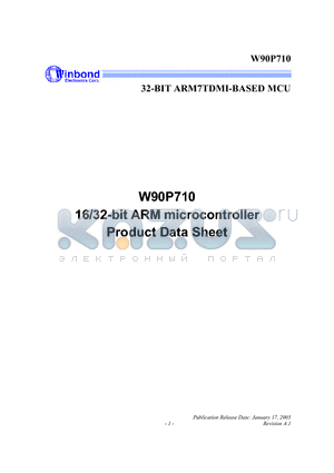 W90P710_05 datasheet - 16/32-bit ARM microcontroller