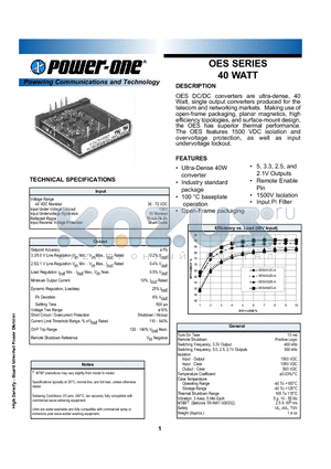 OES021ZC-A datasheet - Ultra-Dense 40W converter