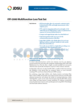 OFI-20 datasheet - OFI-2000 Multifunction Loss Test Set