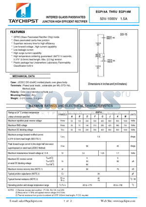 EGP15A datasheet - INTERED GLASS PASSIVATED INTERED GLASS PASSIVATED