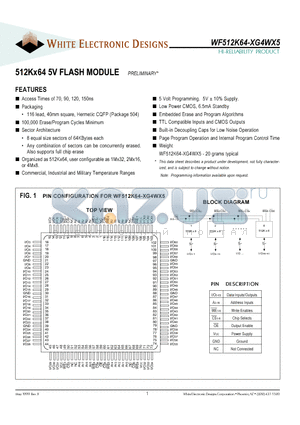 WF512K64-90G4WI5 datasheet - 512Kx64 5V FLASH MODULE