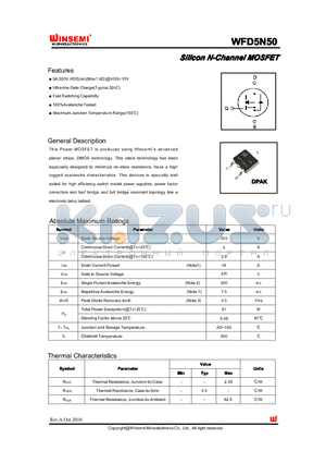 WFD5N50 datasheet - Silicon N-Channel MOSFET