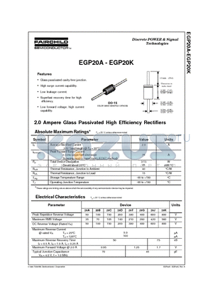 EGP20D datasheet - 2.0 Ampere Glass Passivated High Efficiency Rectifiers