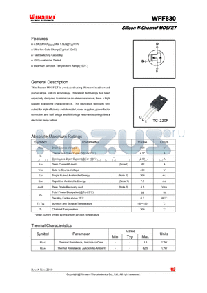 WFF830 datasheet - Silicon N-Channel MOSFET