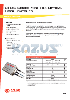 OFMS14MIE00115 datasheet - Mini 1x4 Optical Fiber Switches