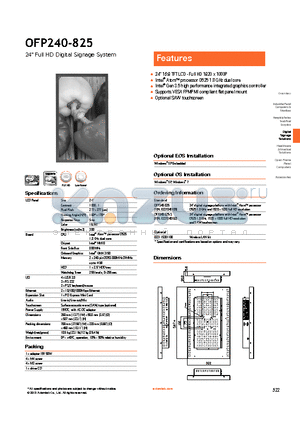 OFP240-825 datasheet - Optional SAW touchscreen