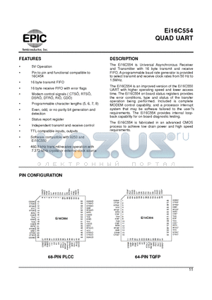 EI16C554 datasheet - QUAD UART