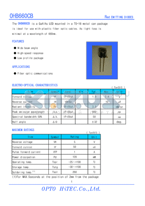 OHB660CB datasheet - Red EMITTING DIODES