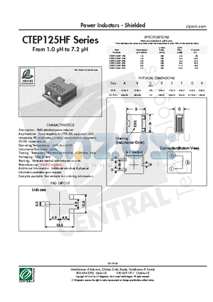 CTEP125HF datasheet - Power Inductors - Shielded