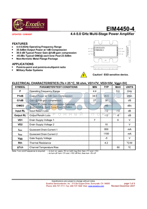 EIM4450-4 datasheet - 4.4-5.0 GHz Multi-Stage Power Amplifier