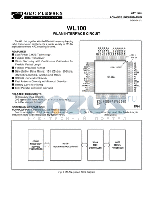 WL100PR datasheet - WLAN INTERFACE CIRCUIT