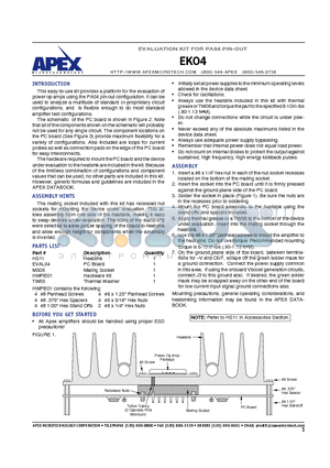 EK04 datasheet - EVALUATION KIT FOR PA04 PIN-OUT