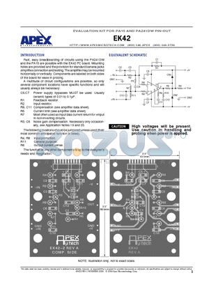 EK42 datasheet - EVALUATION KIT FOR PB50/PB58 POWER BOOSTERS