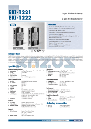 EKI-1222 datasheet - 1-port Modbus Gateway