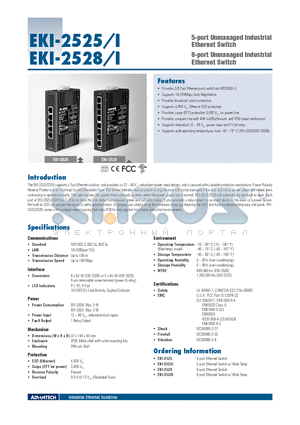 EKI-2528 datasheet - 5-port Unmanaged Industrial