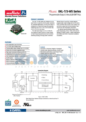 OKL-T-3-W5 datasheet - Programmable Output 3-Amp iLGA SMT PoLs