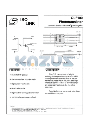 OLF100 datasheet - Phototransistor - Hermetic Surface Mount Optocoupler
