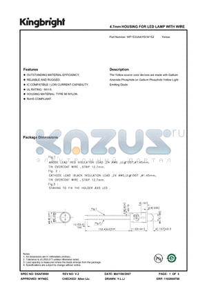 WP1533AA-YD-W152 datasheet - 4.7mm HOUSING FOR LED LAMP WITH WIRE