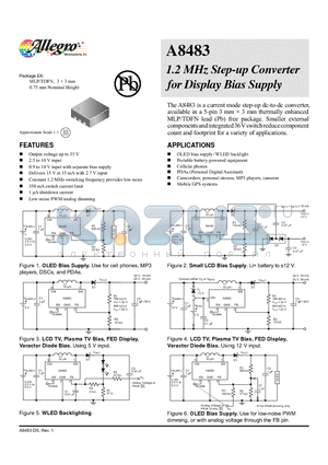 A8483 datasheet - 1.2 MHz Step-up Converter for Display Bias Supply