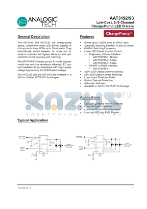 AAT3193IJQ-1 datasheet - Low-Cost, 2-/3-Channel Charge-Pump LED Drivers