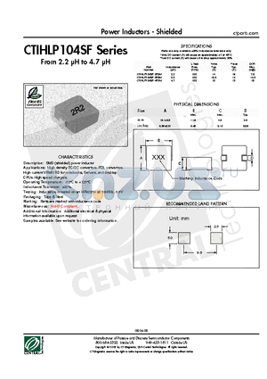 CTIHLP104SF-3R3M datasheet - Power Inductors - Shielded