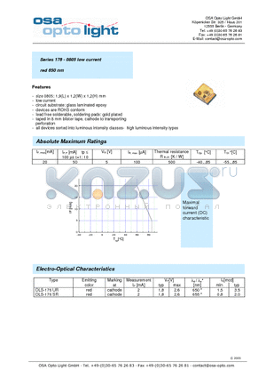 OLS-176SR-XD-T datasheet - Series 176 - 0805 low current red 650 nm