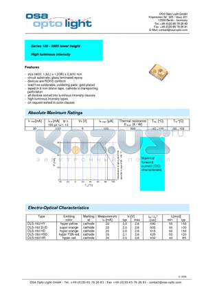 OLS-180HD-CD-T datasheet - Series 180 - 0805 lower height High luminous intensity