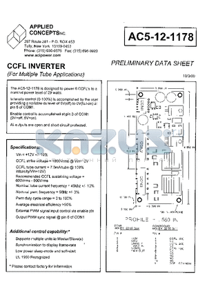 AC5-12-1178 datasheet - CCFL INVERTER