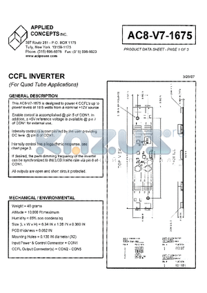 AC8V7-1675 datasheet - CCFL INVERTER