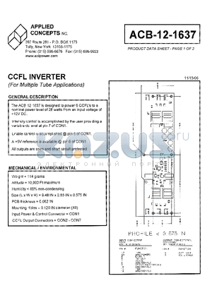 ACB-12-1637 datasheet - CCFL INVERTER